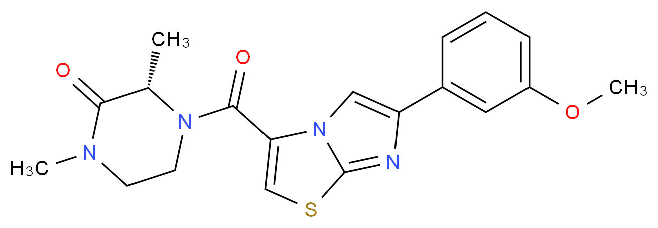 (3S*)-4-{[6-(3-methoxyphenyl)imidazo[2,1-b][1,3]thiazol-3-yl]carbonyl}-1,3-dimethyl-2-piperazinone_分子结构_CAS_)
