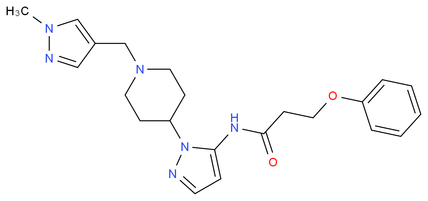 N-(1-{1-[(1-methyl-1H-pyrazol-4-yl)methyl]-4-piperidinyl}-1H-pyrazol-5-yl)-3-phenoxypropanamide_分子结构_CAS_)