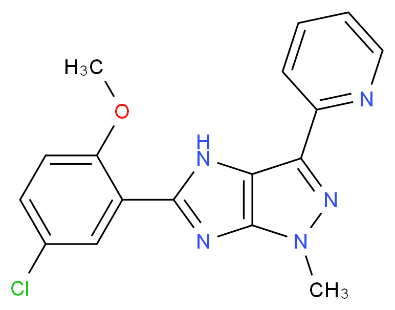 5-(5-chloro-2-methoxyphenyl)-1-methyl-3-pyridin-2-yl-1,4-dihydroimidazo[4,5-c]pyrazole_分子结构_CAS_)