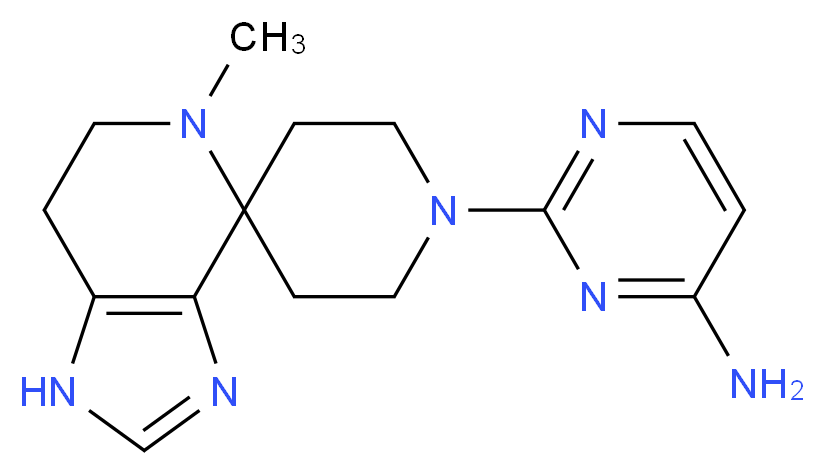 2-(5-methyl-1,5,6,7-tetrahydro-1'H-spiro[imidazo[4,5-c]pyridine-4,4'-piperidin]-1'-yl)pyrimidin-4-amine_分子结构_CAS_)
