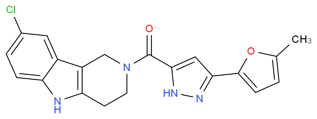 8-chloro-2-{[3-(5-methyl-2-furyl)-1H-pyrazol-5-yl]carbonyl}-2,3,4,5-tetrahydro-1H-pyrido[4,3-b]indole_分子结构_CAS_)