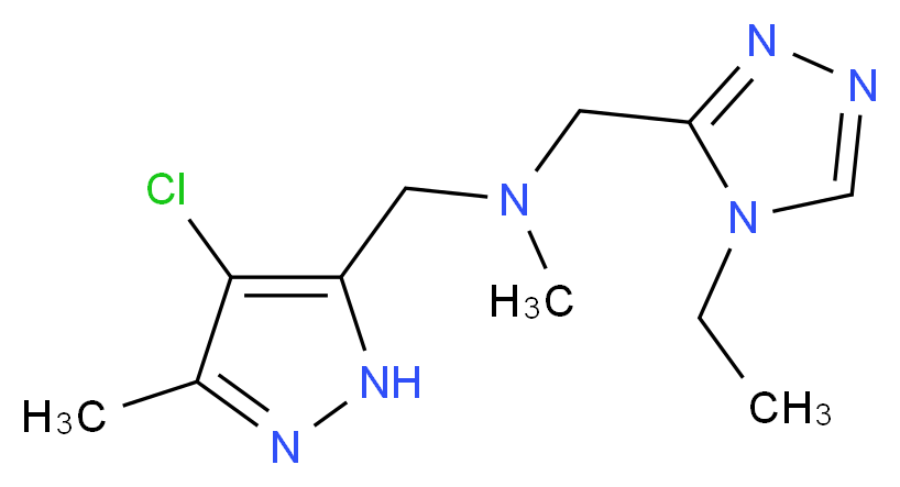 1-(4-chloro-3-methyl-1H-pyrazol-5-yl)-N-[(4-ethyl-4H-1,2,4-triazol-3-yl)methyl]-N-methylmethanamine_分子结构_CAS_)