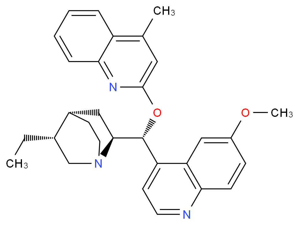 4-[(R)-[(2S,4S,5R)-5-ethyl-1-azabicyclo[2.2.2]octan-2-yl][(4-methylquinolin-2-yl)oxy]methyl]-6-methoxyquinoline_分子结构_CAS_135096-79-6