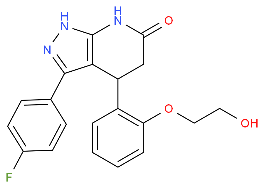 3-(4-fluorophenyl)-4-[2-(2-hydroxyethoxy)phenyl]-1,4,5,7-tetrahydro-6H-pyrazolo[3,4-b]pyridin-6-one_分子结构_CAS_)