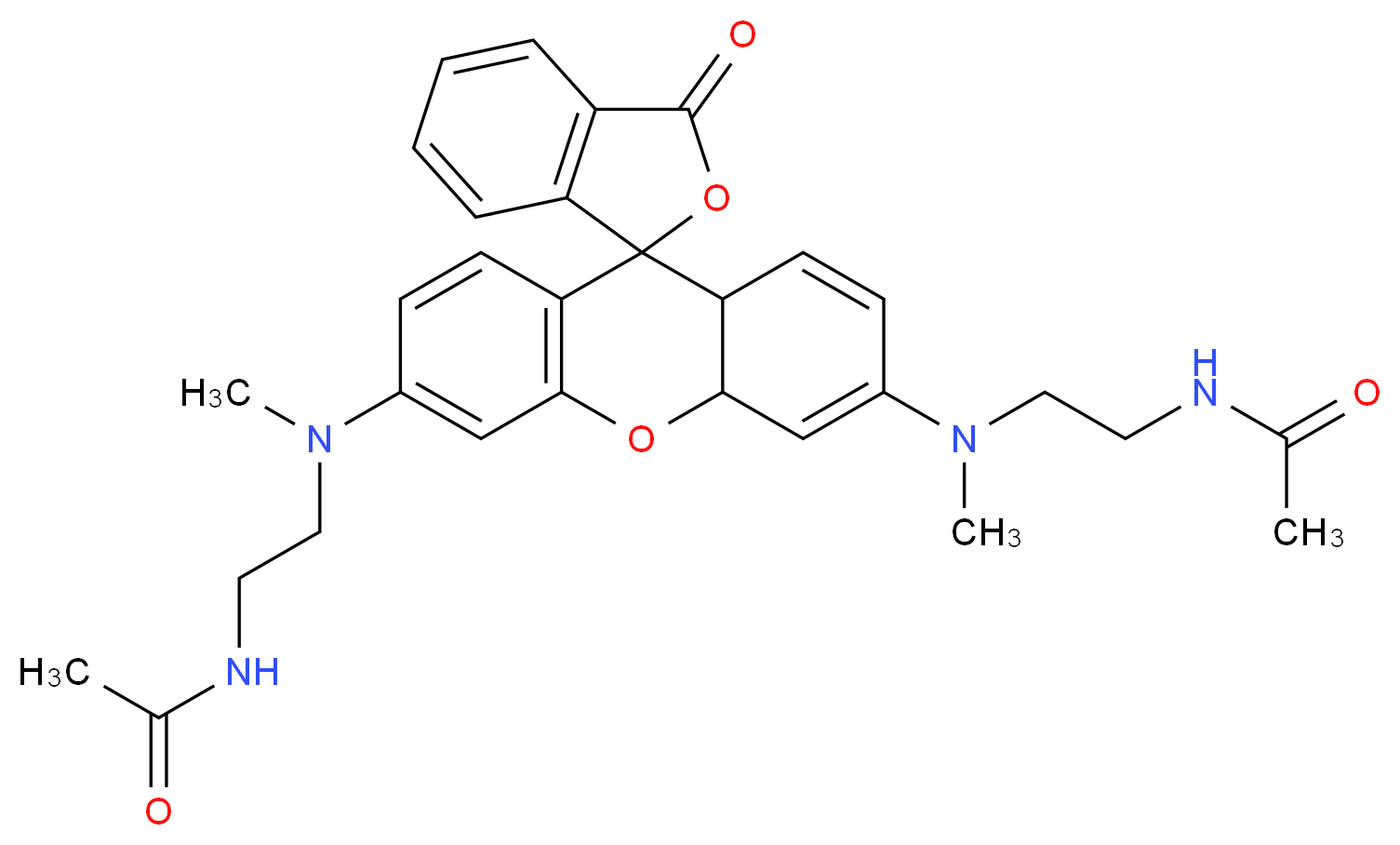 N-[2-({3'-[(2-acetamidoethyl)(methyl)amino]-3-oxo-4'a,9'a-dihydro-3H-spiro[2-benzofuran-1,9'-xanthene]-6'-yl}(methyl)amino)ethyl]acetamide_分子结构_CAS_1022835-74-0