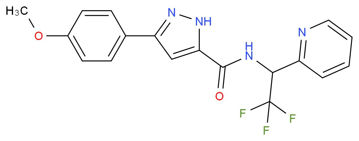 3-(4-methoxyphenyl)-N-[2,2,2-trifluoro-1-(2-pyridinyl)ethyl]-1H-pyrazole-5-carboxamide_分子结构_CAS_)