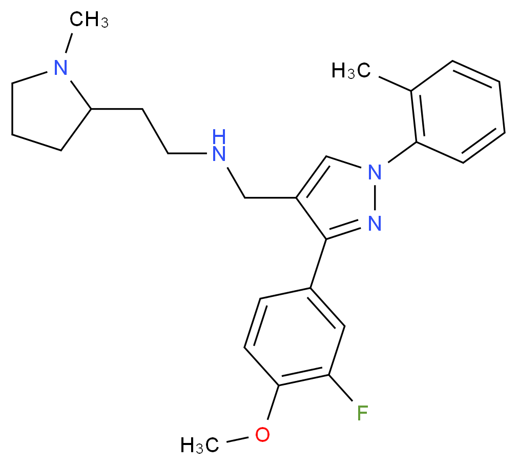 N-{[3-(3-fluoro-4-methoxyphenyl)-1-(2-methylphenyl)-1H-pyrazol-4-yl]methyl}-2-(1-methyl-2-pyrrolidinyl)ethanamine_分子结构_CAS_)