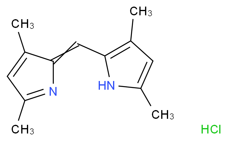 2-[(3,5-二甲基-2H-吡咯-2-亚基)甲基]-3,5-二甲基-1H-吡咯单盐酸盐_分子结构_CAS_67036-97-9)