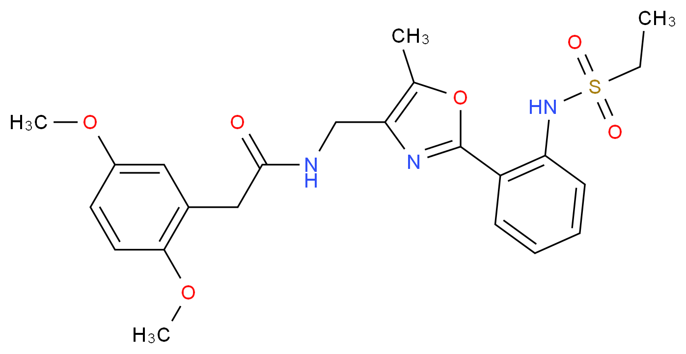 2-(2,5-dimethoxyphenyl)-N-[(2-{2-[(ethylsulfonyl)amino]phenyl}-5-methyl-1,3-oxazol-4-yl)methyl]acetamide_分子结构_CAS_)