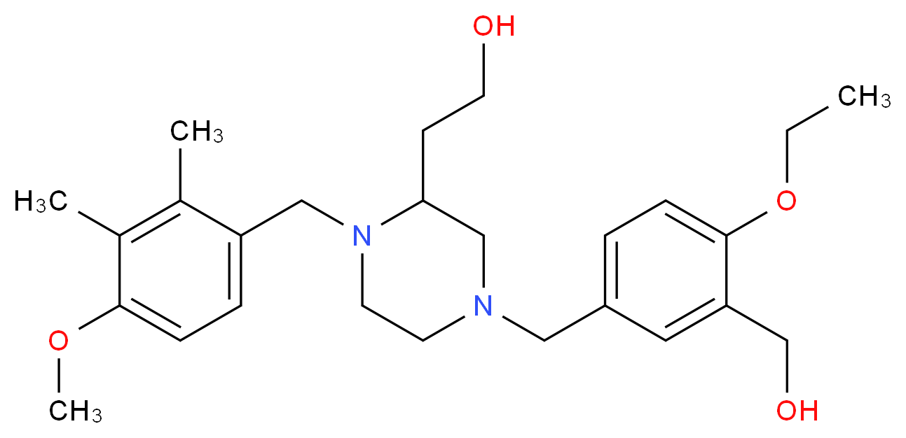 2-[4-[4-ethoxy-3-(hydroxymethyl)benzyl]-1-(4-methoxy-2,3-dimethylbenzyl)-2-piperazinyl]ethanol_分子结构_CAS_)