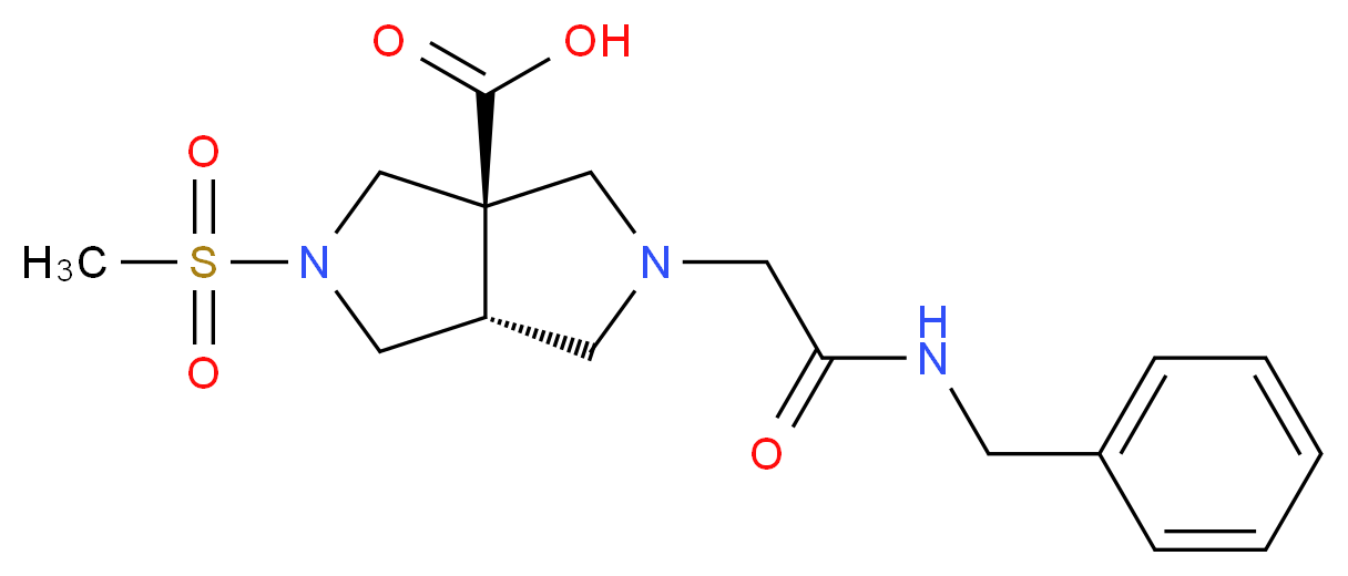 (3aR*,6aR*)-2-[2-(benzylamino)-2-oxoethyl]-5-(methylsulfonyl)hexahydropyrrolo[3,4-c]pyrrole-3a(1H)-carboxylic acid_分子结构_CAS_)