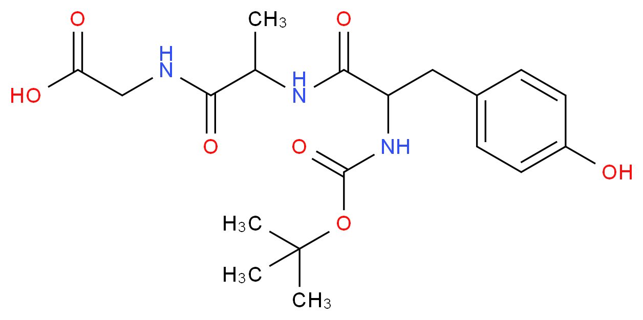 2-[2-(2-{[(tert-butoxy)carbonyl]amino}-3-(4-hydroxyphenyl)propanamido)propanamido]acetic acid_分子结构_CAS_64410-47-5