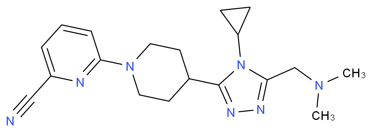 6-(4-{4-cyclopropyl-5-[(dimethylamino)methyl]-4H-1,2,4-triazol-3-yl}piperidin-1-yl)pyridine-2-carbonitrile_分子结构_CAS_)