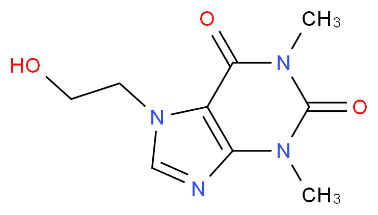 7-(2-hydroxyethyl)-1,3-dimethyl-2,3,6,7-tetrahydro-1H-purine-2,6-dione_分子结构_CAS_519-37-9
