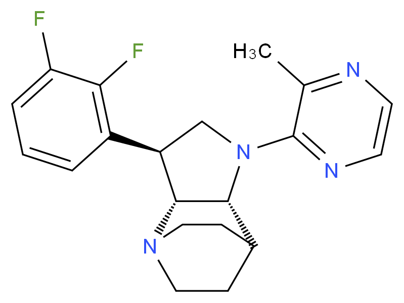 (2R*,3S*,6R*)-3-(2,3-difluorophenyl)-5-(3-methyl-2-pyrazinyl)-1,5-diazatricyclo[5.2.2.0~2,6~]undecane_分子结构_CAS_)