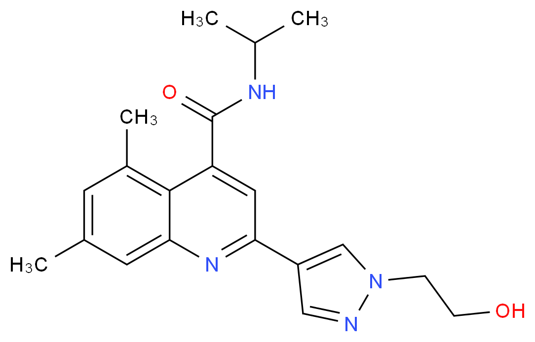 2-[1-(2-hydroxyethyl)-1H-pyrazol-4-yl]-N-isopropyl-5,7-dimethylquinoline-4-carboxamide_分子结构_CAS_)
