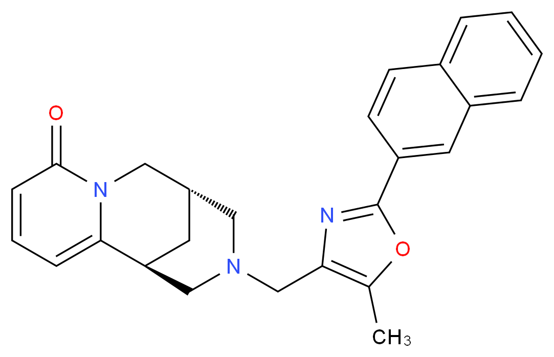 (1S,9S)-11-{[5-methyl-2-(2-naphthyl)-1,3-oxazol-4-yl]methyl}-7,11-diazatricyclo[7.3.1.0~2,7~]trideca-2,4-dien-6-one_分子结构_CAS_)