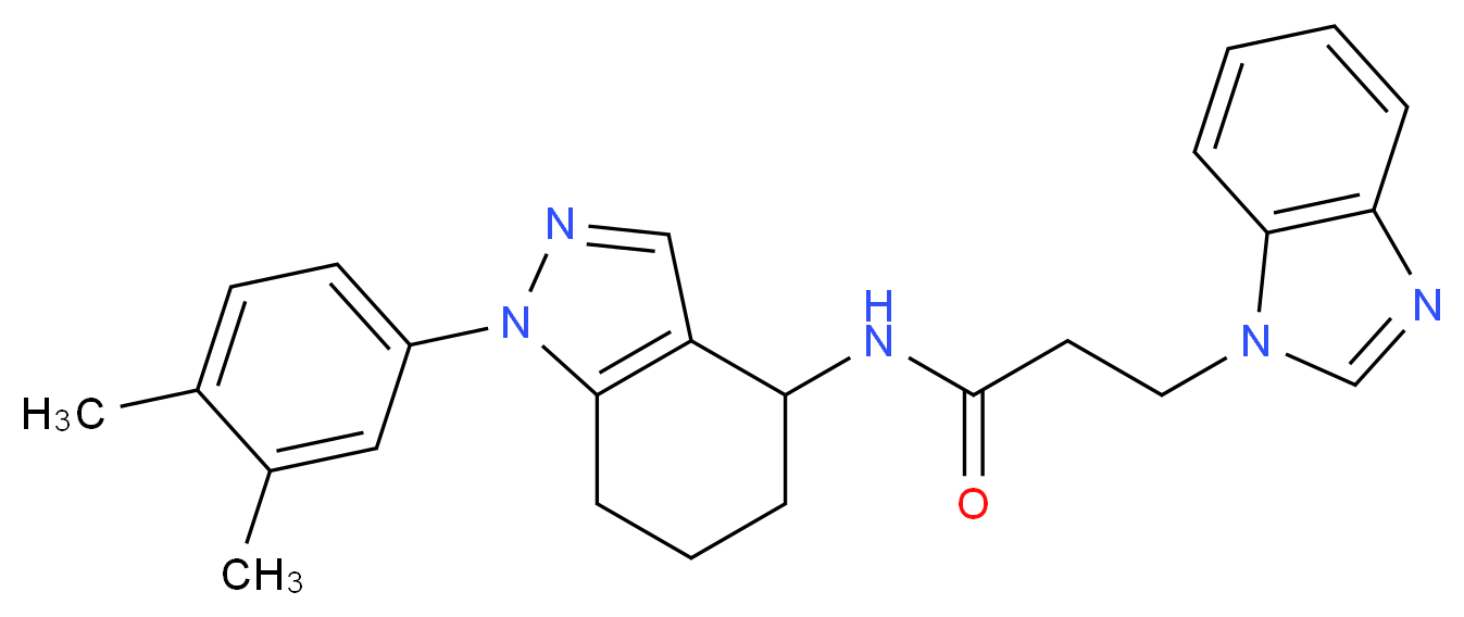 3-(1H-benzimidazol-1-yl)-N-[1-(3,4-dimethylphenyl)-4,5,6,7-tetrahydro-1H-indazol-4-yl]propanamide_分子结构_CAS_)