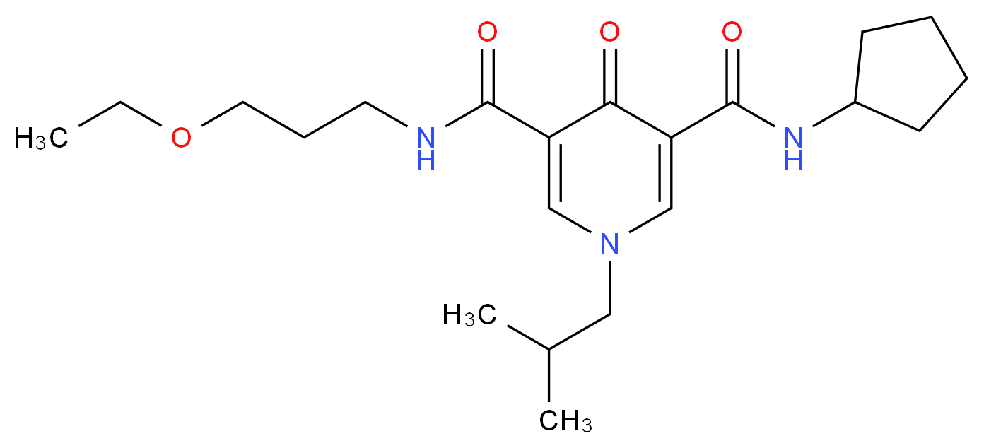 N-cyclopentyl-N'-(3-ethoxypropyl)-1-isobutyl-4-oxo-1,4-dihydro-3,5-pyridinedicarboxamide_分子结构_CAS_)