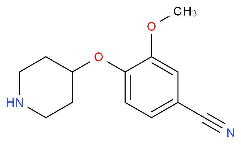 3-甲氧基-4-(4-哌啶氧基)苯甲腈_分子结构_CAS_902837-12-1)