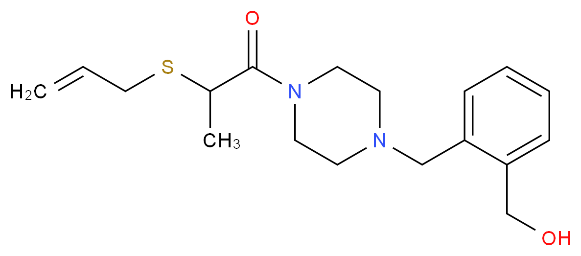 [2-({4-[2-(allylthio)propanoyl]piperazin-1-yl}methyl)phenyl]methanol_分子结构_CAS_)