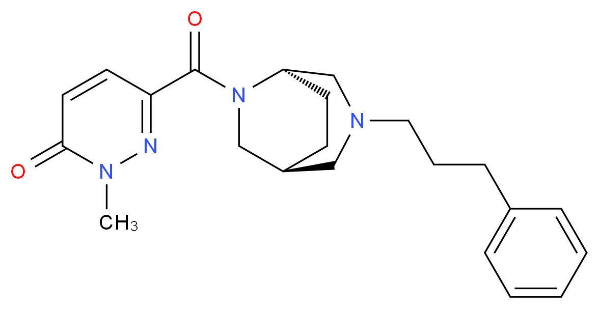2-methyl-6-{[(1S*,5R*)-3-(3-phenylpropyl)-3,6-diazabicyclo[3.2.2]non-6-yl]carbonyl}pyridazin-3(2H)-one_分子结构_CAS_)