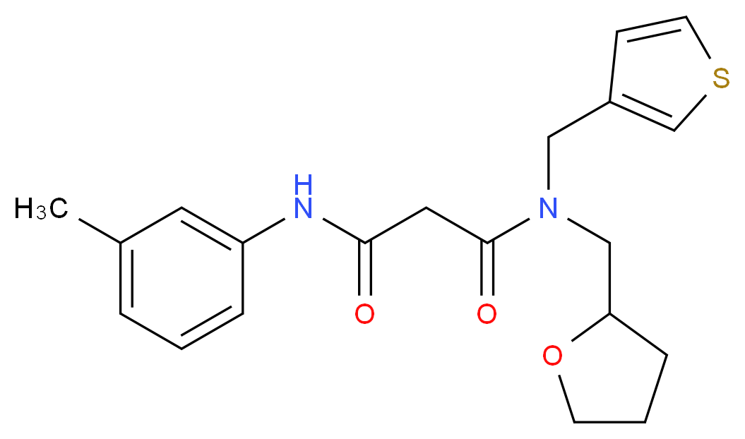 N'-(3-methylphenyl)-N-(tetrahydrofuran-2-ylmethyl)-N-(3-thienylmethyl)malonamide_分子结构_CAS_)