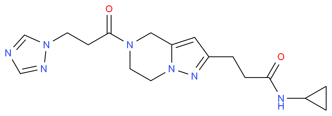 N-cyclopropyl-3-{5-[3-(1H-1,2,4-triazol-1-yl)propanoyl]-4,5,6,7-tetrahydropyrazolo[1,5-a]pyrazin-2-yl}propanamide_分子结构_CAS_)