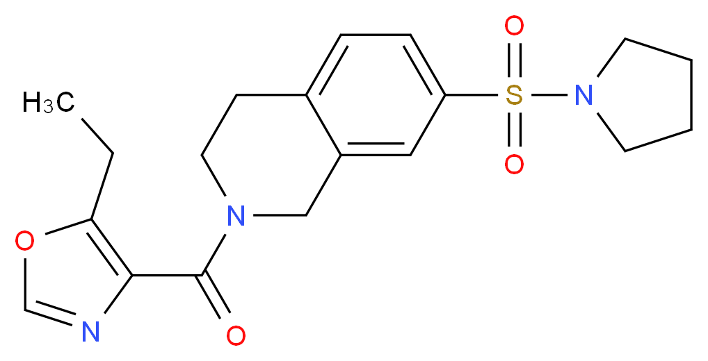 2-[(5-ethyl-1,3-oxazol-4-yl)carbonyl]-7-(pyrrolidin-1-ylsulfonyl)-1,2,3,4-tetrahydroisoquinoline_分子结构_CAS_)