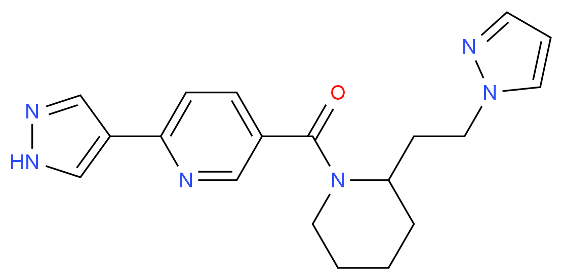 2-(1H-pyrazol-4-yl)-5-({2-[2-(1H-pyrazol-1-yl)ethyl]piperidin-1-yl}carbonyl)pyridine_分子结构_CAS_)
