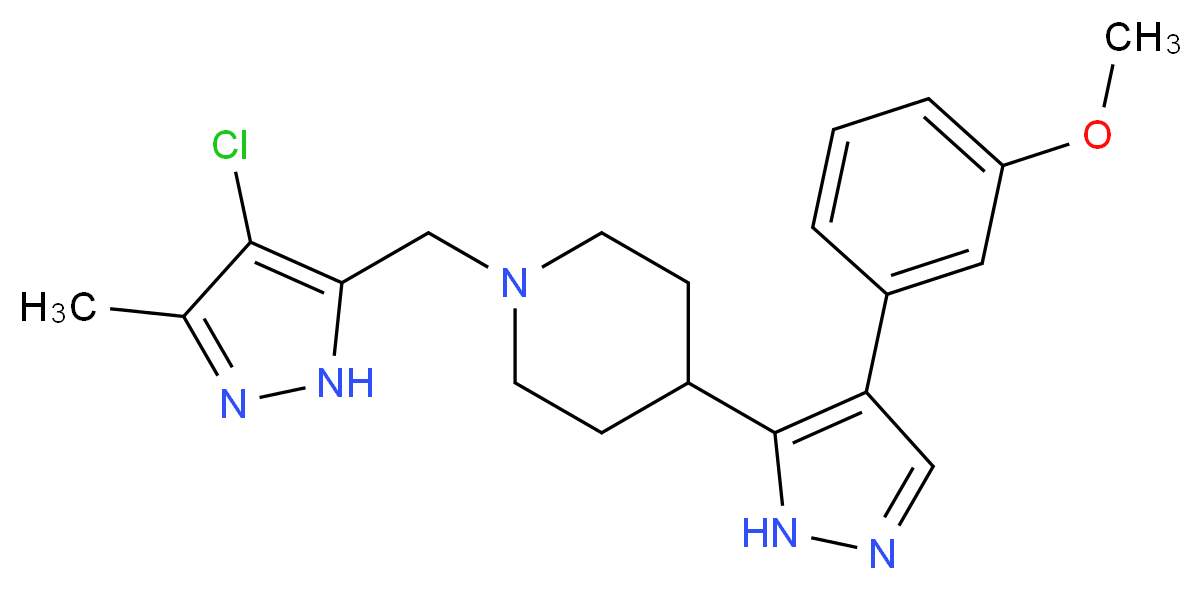 1-[(4-chloro-3-methyl-1H-pyrazol-5-yl)methyl]-4-[4-(3-methoxyphenyl)-1H-pyrazol-5-yl]piperidine_分子结构_CAS_)