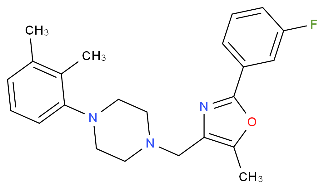 1-(2,3-dimethylphenyl)-4-{[2-(3-fluorophenyl)-5-methyl-1,3-oxazol-4-yl]methyl}piperazine_分子结构_CAS_)