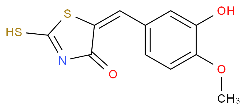 (5E)-5-[(3-hydroxy-4-methoxyphenyl)methylidene]-2-sulfanyl-4,5-dihydro-1,3-thiazol-4-one_分子结构_CAS_69505-47-1