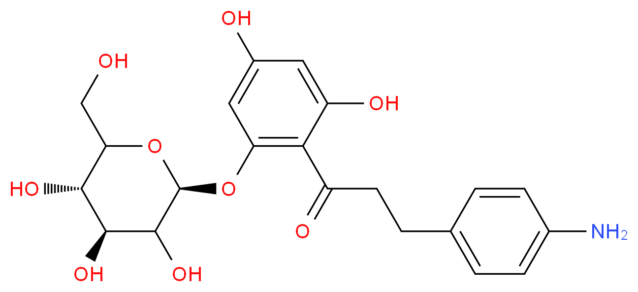 3-(4-aminophenyl)-1-(2,4-dihydroxy-6-{[(2S,4S,5S)-3,4,5-trihydroxy-6-(hydroxymethyl)oxan-2-yl]oxy}phenyl)propan-1-one_分子结构_CAS_82628-89-5