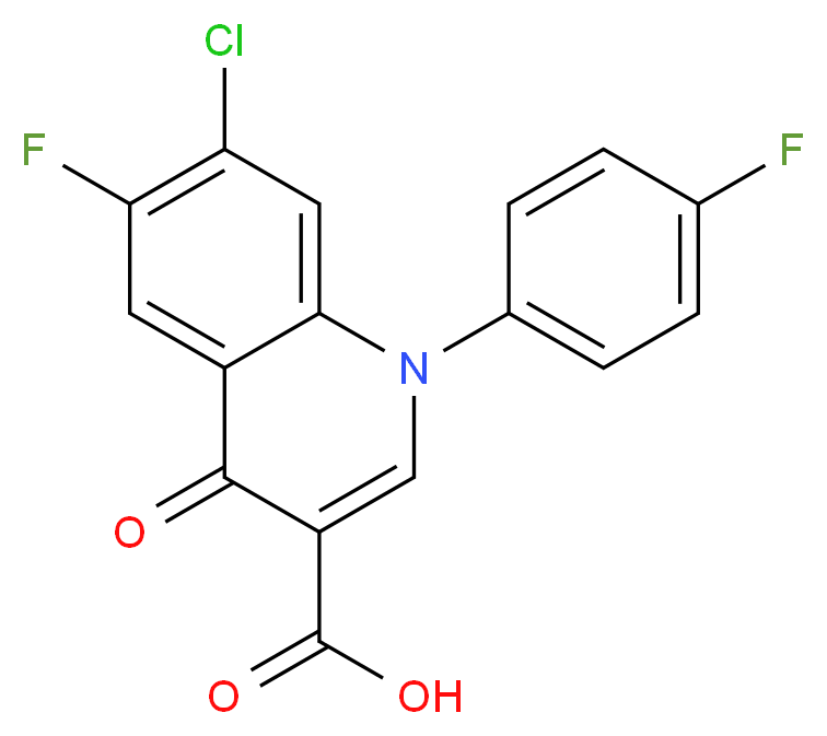 7-chloro-6-fluoro-1-(4-fluorophenyl)-4-oxo-1,4-dihydroquinoline-3-carboxylic acid_分子结构_CAS_98105-79-4