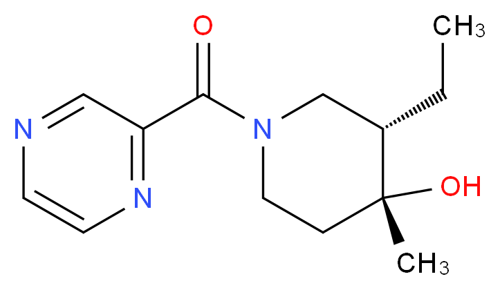 (3S*,4R*)-3-ethyl-4-methyl-1-(pyrazin-2-ylcarbonyl)piperidin-4-ol_分子结构_CAS_)