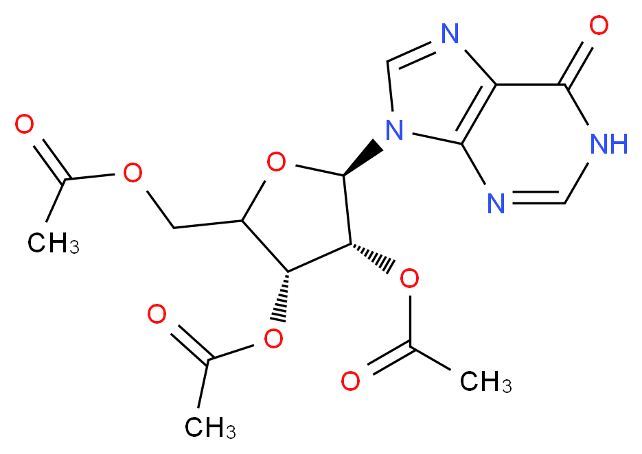 [(3R,4R,5R)-3,4-bis(acetyloxy)-5-(6-oxo-6,9-dihydro-1H-purin-9-yl)oxolan-2-yl]methyl acetate_分子结构_CAS_3181-38-2