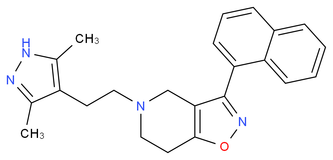 5-[2-(3,5-dimethyl-1H-pyrazol-4-yl)ethyl]-3-(1-naphthyl)-4,5,6,7-tetrahydroisoxazolo[4,5-c]pyridine_分子结构_CAS_)