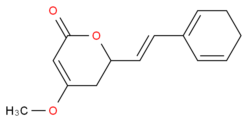 6-[(E)-2-(cyclohexa-1,5-dien-1-yl)ethenyl]-4-methoxy-5,6-dihydro-2H-pyran-2-one_分子结构_CAS_9000-38-8