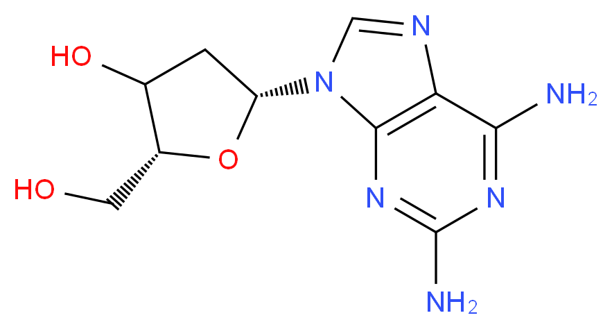 (2R,5R)-5-(2,6-diamino-9H-purin-9-yl)-2-(hydroxymethyl)oxolan-3-ol_分子结构_CAS_4546-70-7