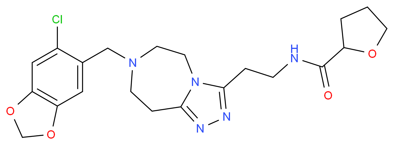 N-(2-{7-[(6-chloro-1,3-benzodioxol-5-yl)methyl]-6,7,8,9-tetrahydro-5H-[1,2,4]triazolo[4,3-d][1,4]diazepin-3-yl}ethyl)tetrahydro-2-furancarboxamide_分子结构_CAS_)