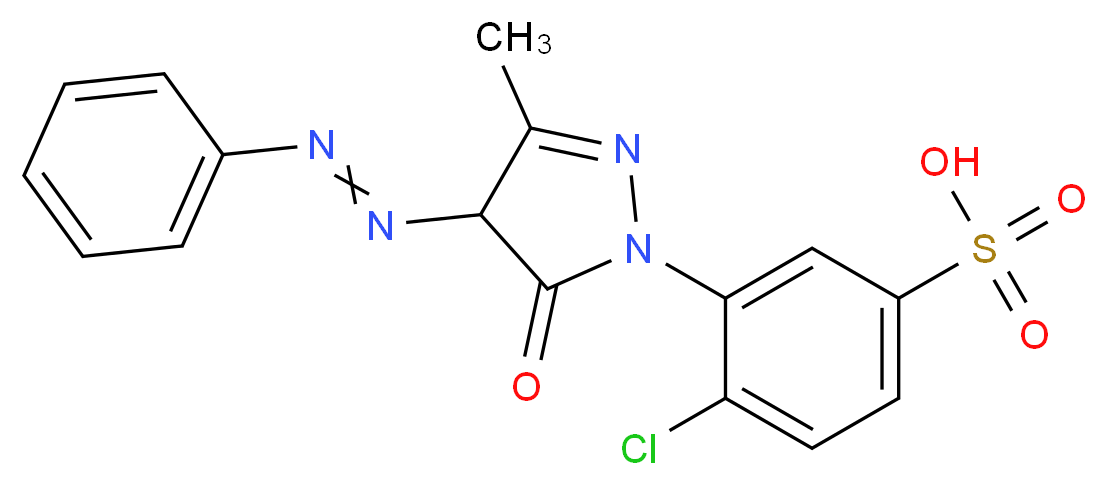 4-chloro-3-[3-methyl-5-oxo-4-(2-phenyldiazen-1-yl)-4,5-dihydro-1H-pyrazol-1-yl]benzene-1-sulfonic acid_分子结构_CAS_6359-90-6