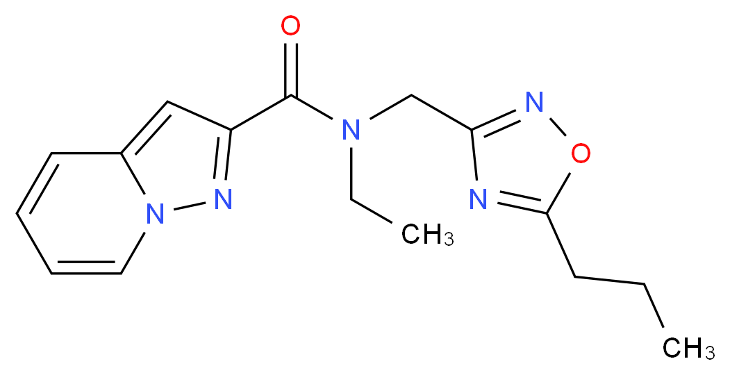 N-ethyl-N-[(5-propyl-1,2,4-oxadiazol-3-yl)methyl]pyrazolo[1,5-a]pyridine-2-carboxamide_分子结构_CAS_)