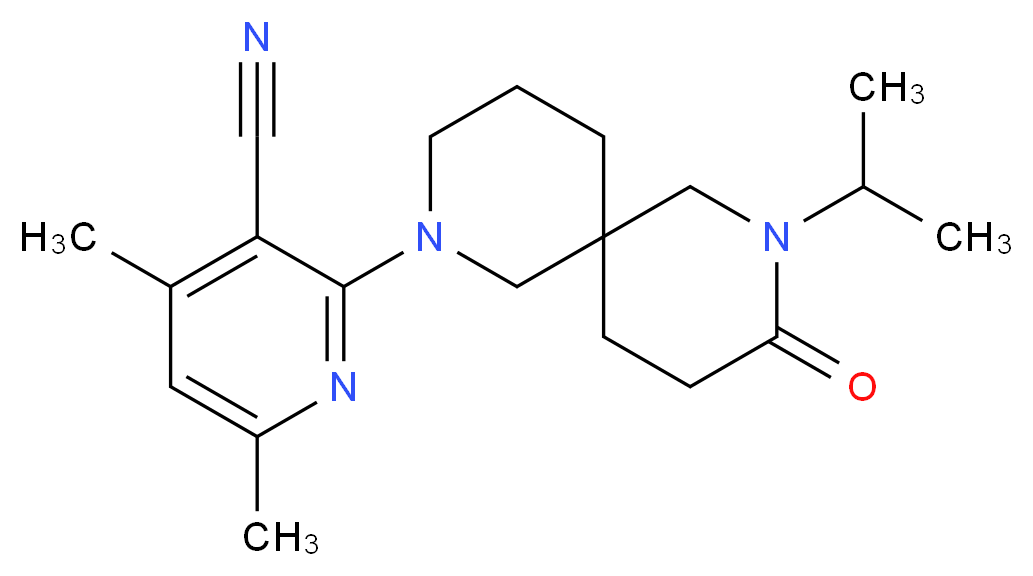 2-(8-isopropyl-9-oxo-2,8-diazaspiro[5.5]undec-2-yl)-4,6-dimethylnicotinonitrile_分子结构_CAS_)