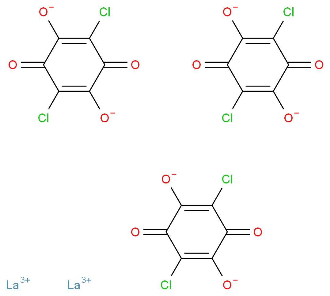 dilanthanum(3+) ion tris(2,5-dichloro-3,6-dioxocyclohexa-1,4-diene-1,4-bis(olate))_分子结构_CAS_32607-23-1