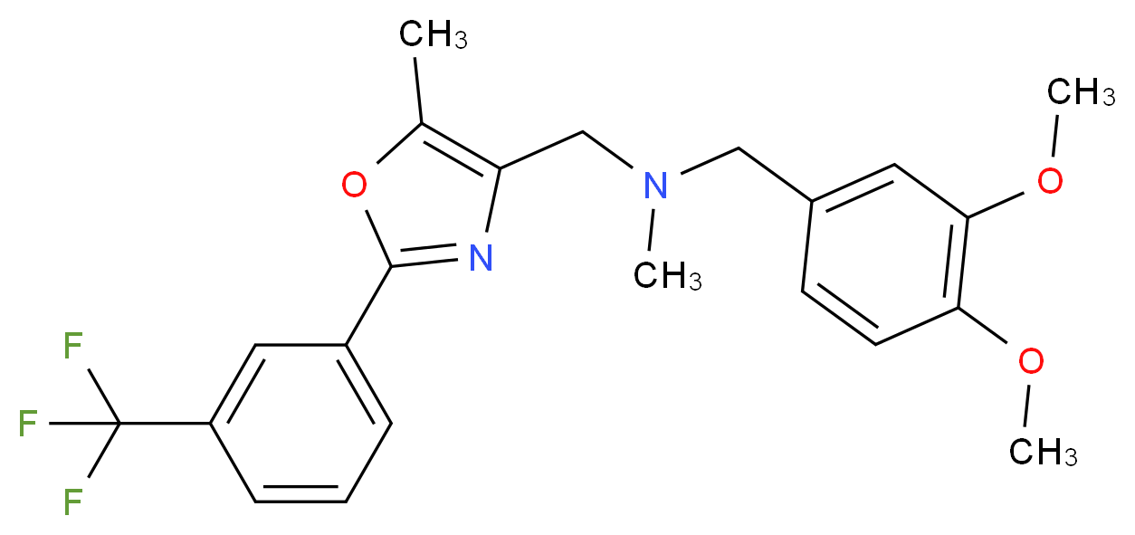 (3,4-dimethoxybenzyl)methyl({5-methyl-2-[3-(trifluoromethyl)phenyl]-1,3-oxazol-4-yl}methyl)amine_分子结构_CAS_)
