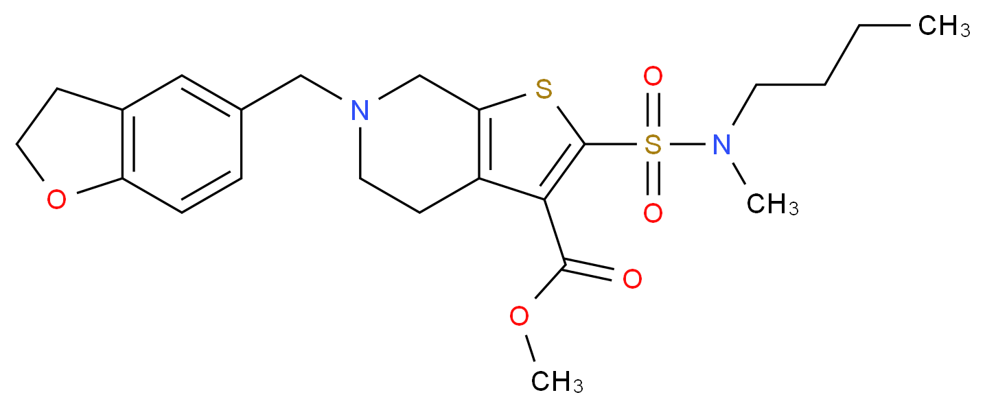 methyl 2-{[butyl(methyl)amino]sulfonyl}-6-(2,3-dihydro-1-benzofuran-5-ylmethyl)-4,5,6,7-tetrahydrothieno[2,3-c]pyridine-3-carboxylate_分子结构_CAS_)