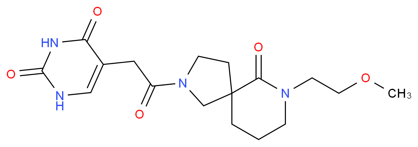 5-{2-[7-(2-methoxyethyl)-6-oxo-2,7-diazaspiro[4.5]dec-2-yl]-2-oxoethyl}pyrimidine-2,4(1H,3H)-dione_分子结构_CAS_)