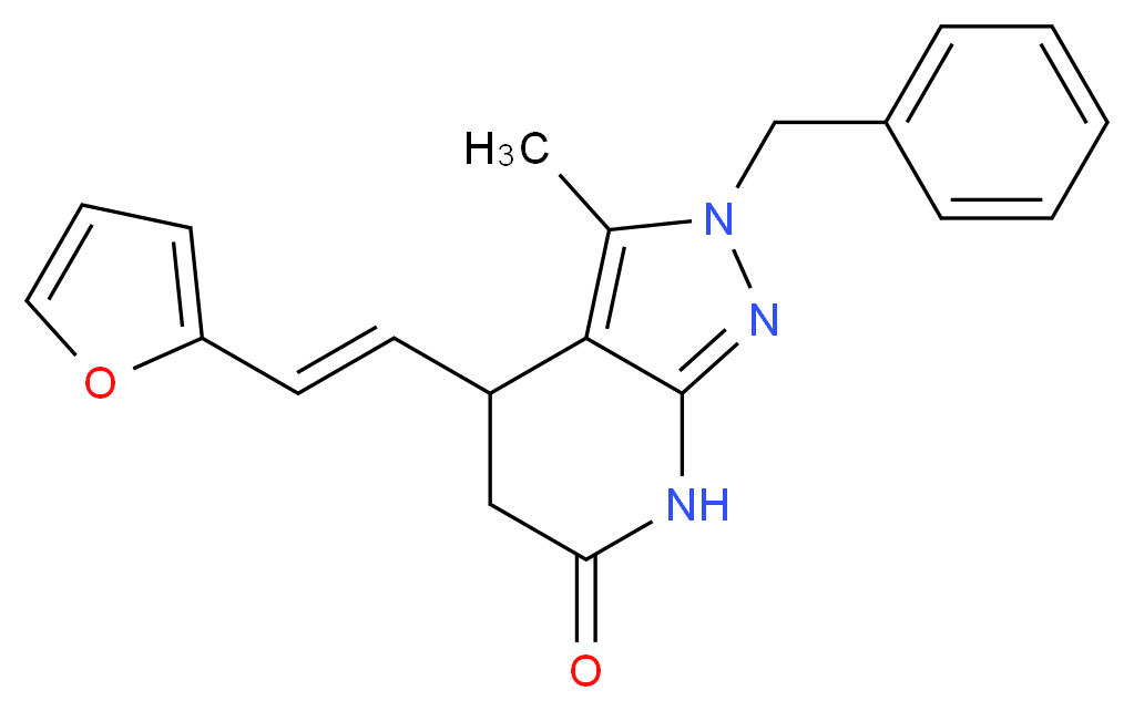 2-benzyl-4-[(E)-2-(2-furyl)vinyl]-3-methyl-2,4,5,7-tetrahydro-6H-pyrazolo[3,4-b]pyridin-6-one_分子结构_CAS_)