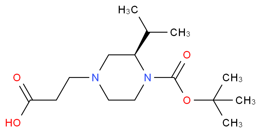 (R)-3-(4-(tert-butoxycarbonyl)-3-isopropylpiperazin-1-yl)propanoic acid_分子结构_CAS_1240588-02-6)